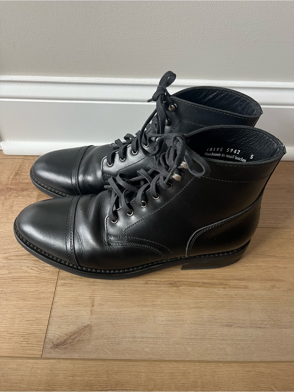 Thursday Boot Co. Captain Black Full-Grain Leather Cap Toe Boots Men’s 11